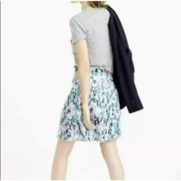 J. Crew Multicolor Watercolor Floral 2 Tier Zip Pleated Casual Mini Skirt Size 2 - Picture 6 of 10